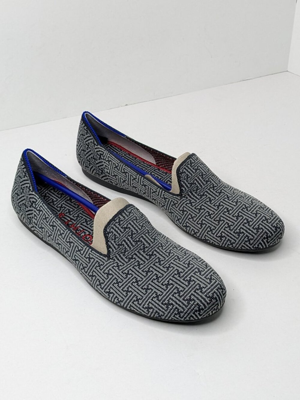 Rothy's The Loafer Casual Slip-On Flats Charcoal Grid Knit Womens 8